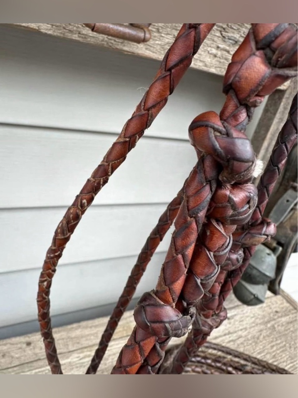 Horse Tack - Hand braided leather headstall with matching split reins - Picture 8 of 9